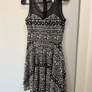 American Rag Black and White Fit and Flare Mini Dress